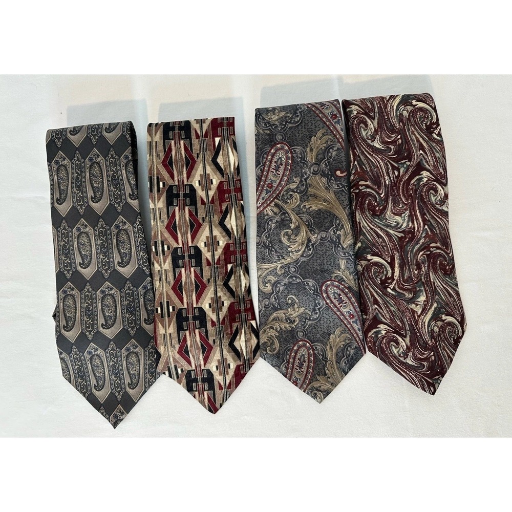 Vintage Lot‎ 4 Henry Grethel 100% Italian Silk Ties Made USA  Paisley  Abstract